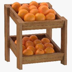 Wooden Merchandise Shelf 02 With Oranges 3D model